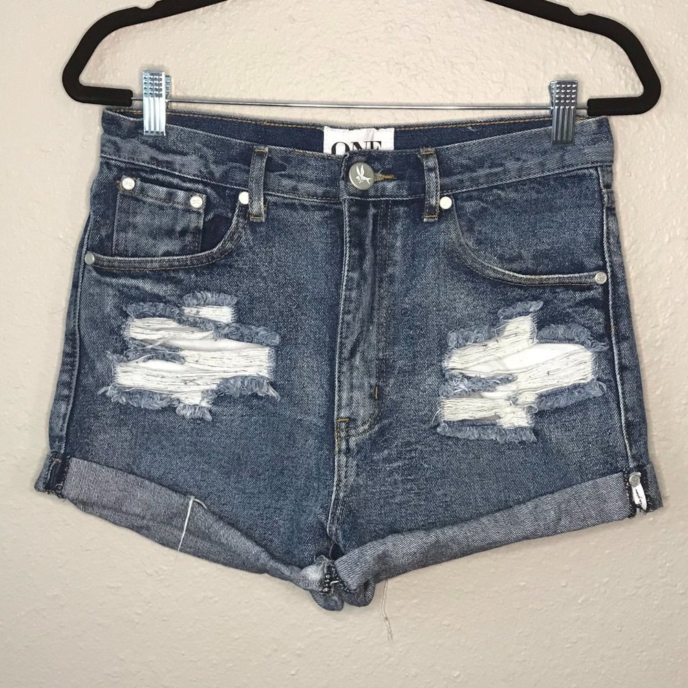 One X OneTeaspoon for Free People Outlaws Distressed Shorts